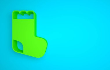 Green Baby socks clothes icon isolated on blue background. Minimalism concept. 3D render illustration.