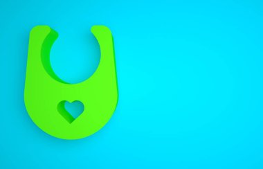 Green Baby bib icon isolated on blue background. Minimalism concept. 3D render illustration.
