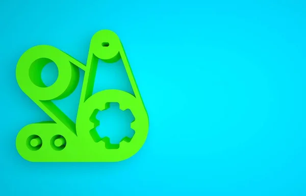 Green Timing belt kit icon isolated on blue background. Minimalism concept. 3D render illustration.