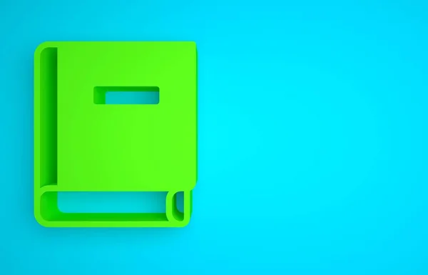 Green Science book icon isolated on blue background. Minimalism concept. 3D render illustration.