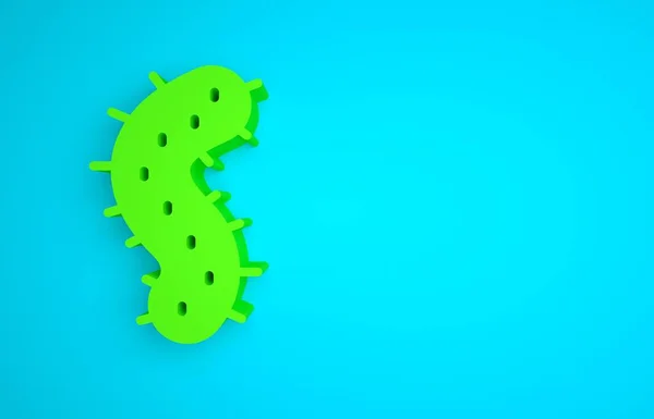 Green Virus icon isolated on blue background. Corona virus 2019-nCoV. Bacteria and germs, cell cancer, microbe, fungi. Minimalism concept. 3D render illustration.
