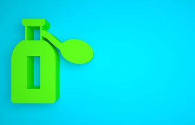 Green Perfume icon isolated on blue background. Minimalism concept. 3D render illustration.