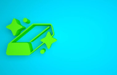 Green Gold bars icon isolated on blue background. Banking business concept. Minimalism concept. 3D render illustration.