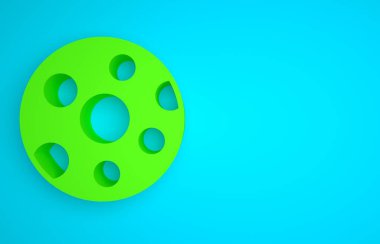 Green Full moon icon isolated on blue background. Cloudy night sign. Sleep dreams symbol. Night or bed time sign. Minimalism concept. 3D render illustration.