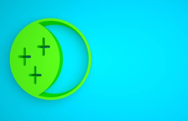 Green Eclipse of the sun icon isolated on blue background. Total sonar eclipse. Minimalism concept. 3D render illustration.