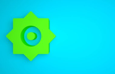 Green Falling star icon isolated on blue background. Meteoroid, meteorite, comet, asteroid, star icon. Minimalism concept. 3D render illustration.