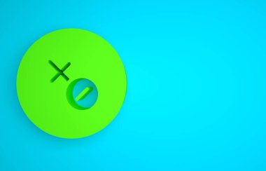 Green Venus symbol icon isolated on blue background. Astrology, numerology, horoscope, astronomy. Minimalism concept. 3D render illustration.