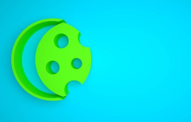Green Eclipse of the sun icon isolated on blue background. Total sonar eclipse. Minimalism concept. 3D render illustration.