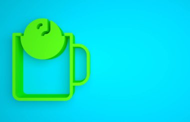 Green Tea time icon isolated on blue background. Minimalism concept. 3D render illustration.