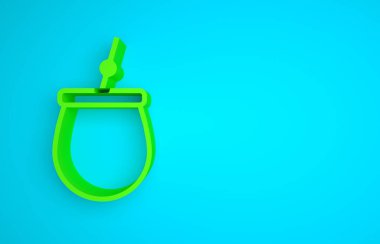Green Mate tea icon isolated on blue background. Minimalism concept. 3D render illustration.