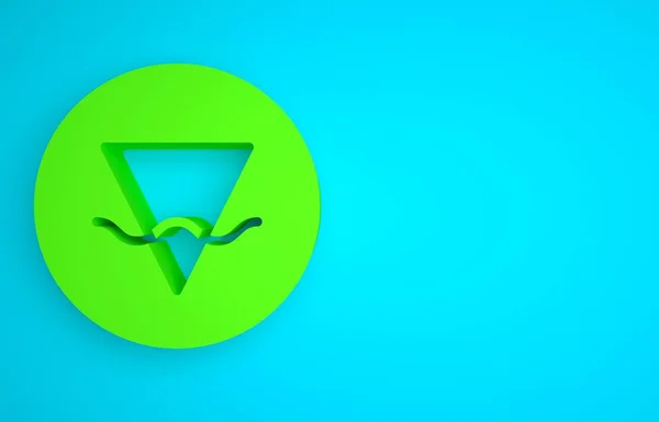 Green Earth element of the symbol alchemy icon isolated on blue background. Basic mystic elements. Minimalism concept. 3D render illustration.