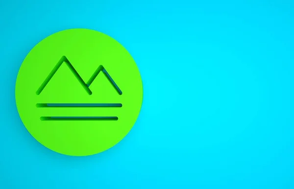 Green Earth element of the symbol alchemy icon isolated on blue background. Basic mystic elements. Minimalism concept. 3D render illustration.