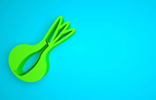 Green Onion icon isolated on blue background. Minimalism concept. 3D render illustration.