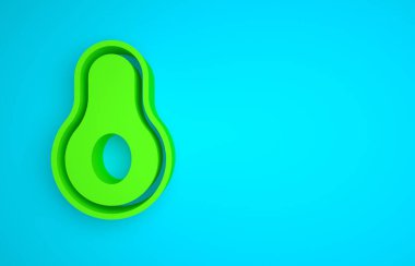 Green Avocado fruit icon isolated on blue background. Minimalism concept. 3D render illustration.