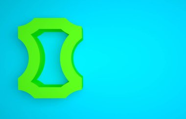 Green Leather icon isolated on blue background. Minimalism concept. 3D render illustration.