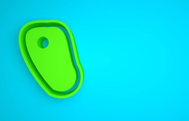 Green Steak meat icon isolated on blue background. Minimalism concept. 3D render illustration.