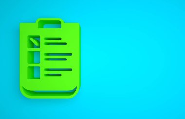 Green Psychological test icon isolated on blue background. Minimalism concept. 3D render illustration.