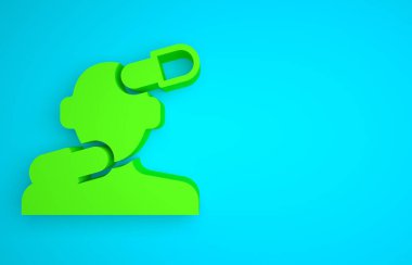 Green Sedative pills icon isolated on blue background. Minimalism concept. 3D render illustration.