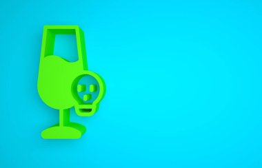 Green Poisoned alcohol icon isolated on blue background. Minimalism concept. 3D render illustration.