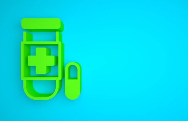 Green Antidote icon isolated on blue background. Minimalism concept. 3D render illustration.