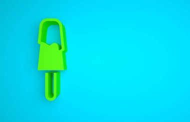 Green Ice cream icon isolated on blue background. Sweet symbol. Minimalism concept. 3D render illustration.