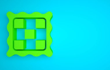Green Checkered napkin icon isolated on blue background. Minimalism concept. 3D render illustration.