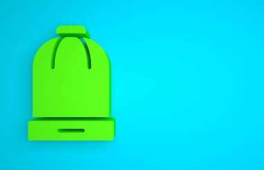 Green Winter hat icon isolated on blue background. Minimalism concept. 3D render illustration.