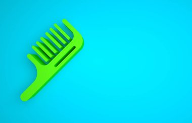 Green Hairbrush icon isolated on blue background. Comb hair sign. Barber symbol. Minimalism concept. 3D render illustration.