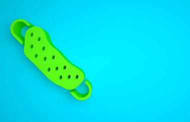 Green Washcloth icon isolated on blue background. Bath house sauna washcloth sign. Item for pleasure and relaxing. Minimalism concept. 3D render illustration.