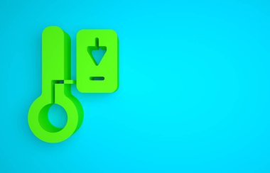 Green Sauna thermometer icon isolated on blue background. Sauna and bath equipment. Minimalism concept. 3D render illustration.