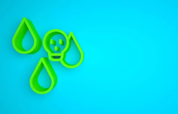 Green Acid rain and radioactive cloud icon isolated on blue background. Effects of toxic air pollution on the environment. Minimalism concept. 3D render illustration.