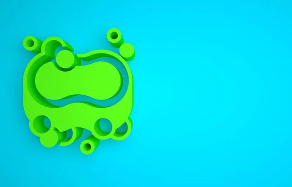 Green Bar of soap icon isolated on blue background. Soap bar with bubbles. Minimalism concept. 3D render illustration.