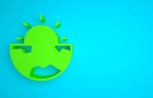 Green Earth core structure crust icon isolated on blue background. Minimalism concept. 3D render illustration.