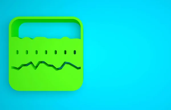 Green Soil ground layers icon isolated on blue background. Minimalism concept. 3D render illustration.