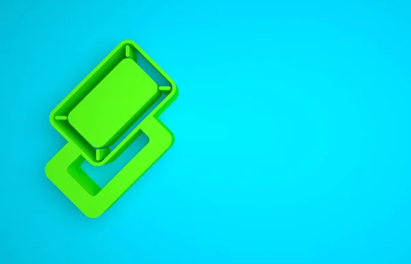 Green Gold bars icon isolated on blue background. Banking business concept. Minimalism concept. 3D render illustration.