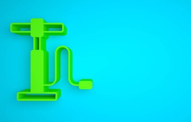 Green Car air pump icon isolated on blue background. Minimalism concept. 3D render illustration.