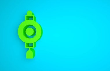 Green Chinese paper lantern icon isolated on blue background. Minimalism concept. 3D render illustration.
