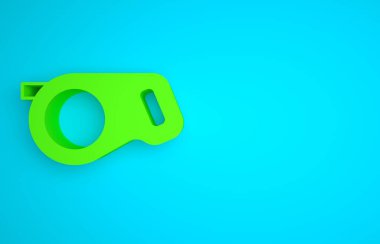 Green Retractable cord leash with carabiner icon isolated on blue background. Pet dog lead. Animal accessory for outdoors walk. Minimalism concept. 3D render illustration.