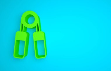 Green Sport expander icon isolated on blue background. Sport equipment. Minimalism concept. 3D render illustration.