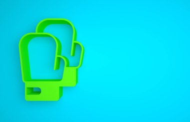 Green Boxing glove icon isolated on blue background. Minimalism concept. 3D render illustration.