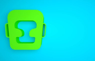 Green Boxing helmet icon isolated on blue background. Minimalism concept. 3D render illustration.
