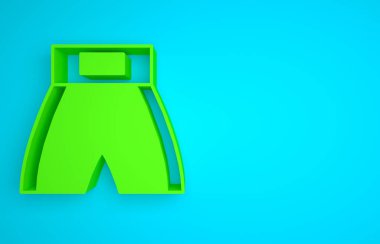 Green Boxing short icon isolated on blue background. Minimalism concept. 3D render illustration.