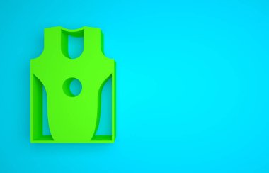 Green Boxing jersey and t-shirt icon isolated on blue background. Minimalism concept. 3D render illustration.
