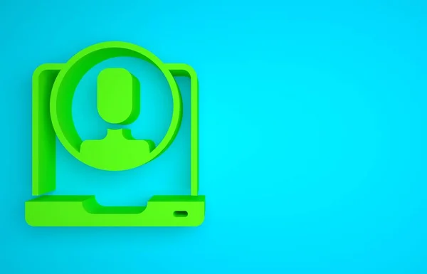 Green Telephone 24 hours support icon isolated on blue background. All-day customer support call-center. Full time call services. Minimalism concept. 3D render illustration.