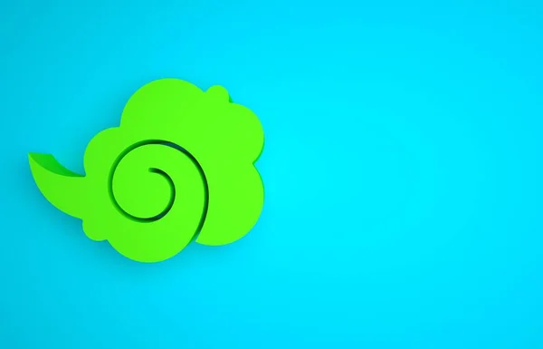 Green Magic fog or smoke icon isolated on blue background. Minimalism concept. 3D render illustration.