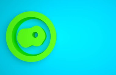 Green Scrambled eggs icon isolated on blue background. Home cooked food, fried egg, healthy breakfast, omelet icon. Minimalism concept. 3D render illustration .