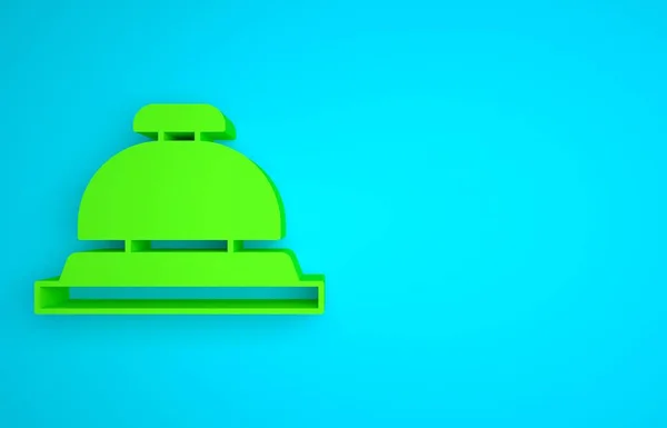 Green Hotel service bell icon isolated on blue background. Reception bell. Minimalism concept. 3D render illustration .