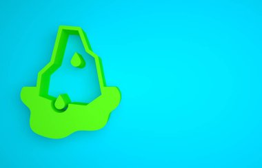 Green Glacier melting icon isolated on blue background. Minimalism concept. 3D render illustration .
