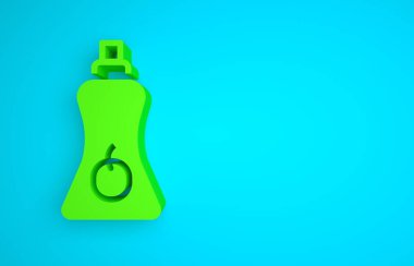 Green Sauce bottle icon isolated on blue background. Ketchup, mustard and mayonnaise bottles with sauce for fast food. Minimalism concept. 3D render illustration .