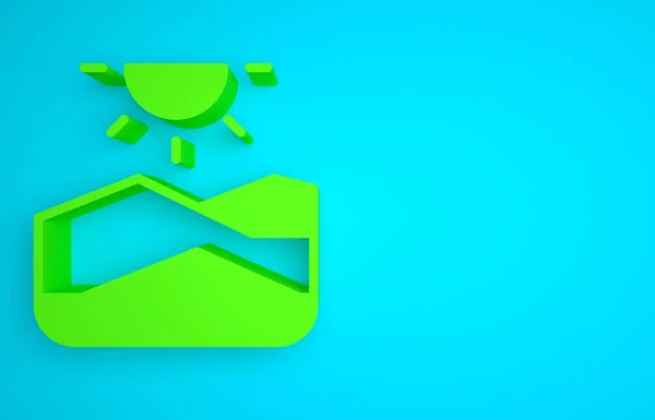 Green Drought icon isolated on blue background. Minimalism concept. 3D render illustration .